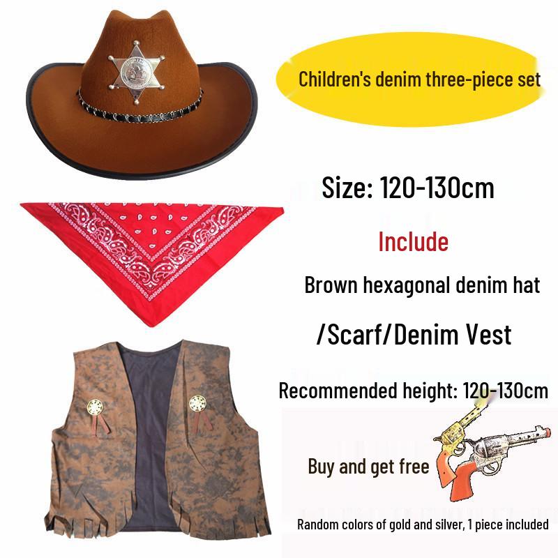 Western Cowboy Halloween Costume Set for Adults & Children - Perfect for Parent-Child Performances