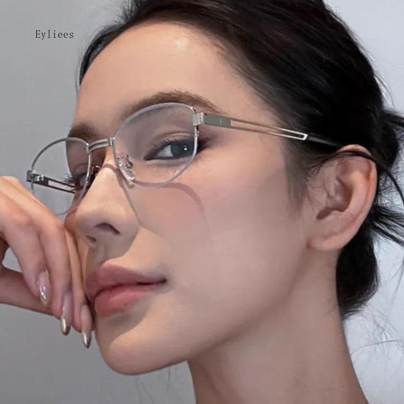 New Oval Half Frame Anti Blue Light Glasses Women Men Blue Light Blocking Eyewear Reading Computer Optical Spectacle Eyeglasses