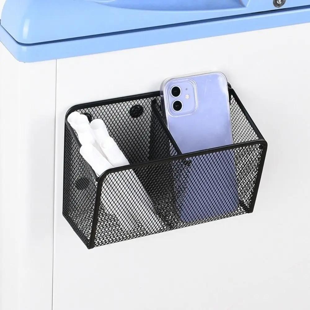 1pc Portable Large Capacity Magnetic Storage Basket Mesh Multifunctional Magnetic Pencil Holder Metal Storage Box Home Organizer