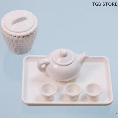 1 Set Tea Pot Cup Tea Ornament Tea Kit Model Collectible Simulation Table Decoration Dollhouse Scene Accessories