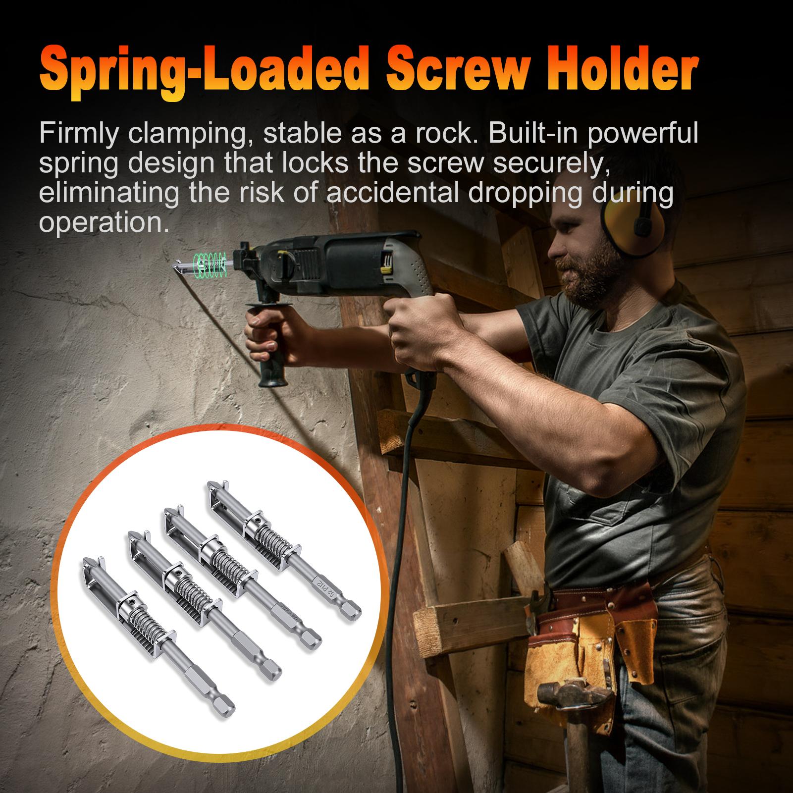 

4 Pack Spring Screw Holder Drill Bit Organizer Non Slip Driver Stand with Strong Spring for Electrician Mechanic Home