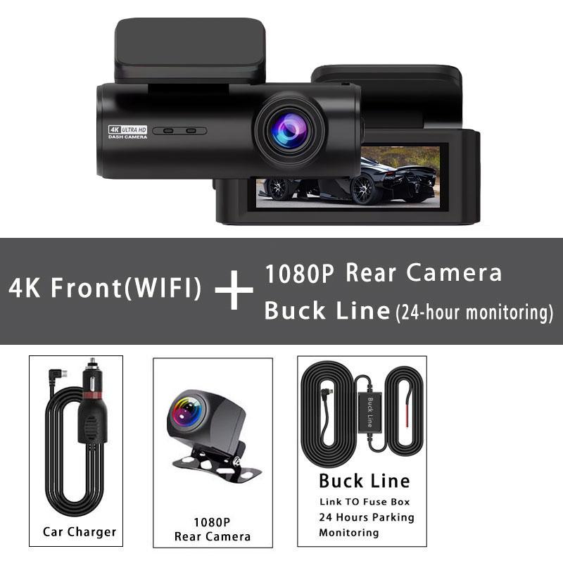 4K Dash Cam 3840*2160P Car DVR Support WIFI GPS Dual Lens Auto Mini Car Camera With Super Night Vision G-Sensor 24H Parking