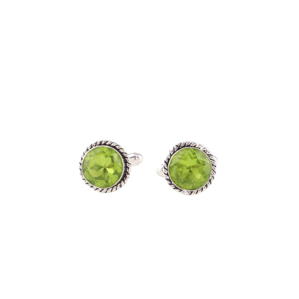 925 Sterling Silver Peridot Drahokam Ručně vyráběné Šperky Manžetové knoflíčky 0,51" Pro muže CL-3-1