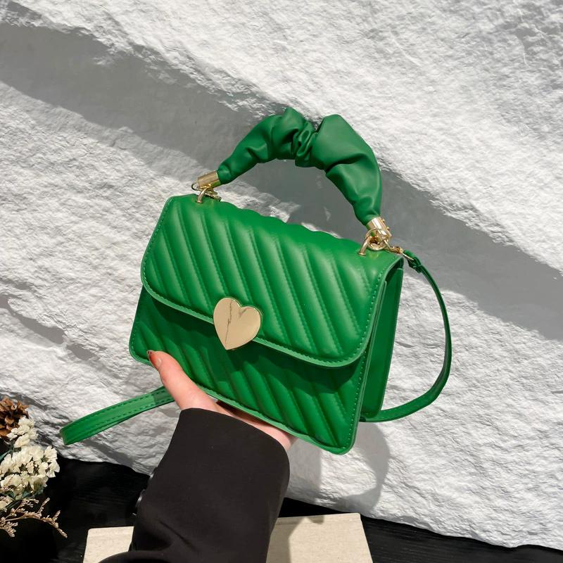 Borsa a Spalla Quadrata da Donna con Decorazione a Cuore, Chiusura a Bottone a Pressione, Borsa a Tracolla Casual per il Pendolarismo Quotidiano e Outfit Estivi