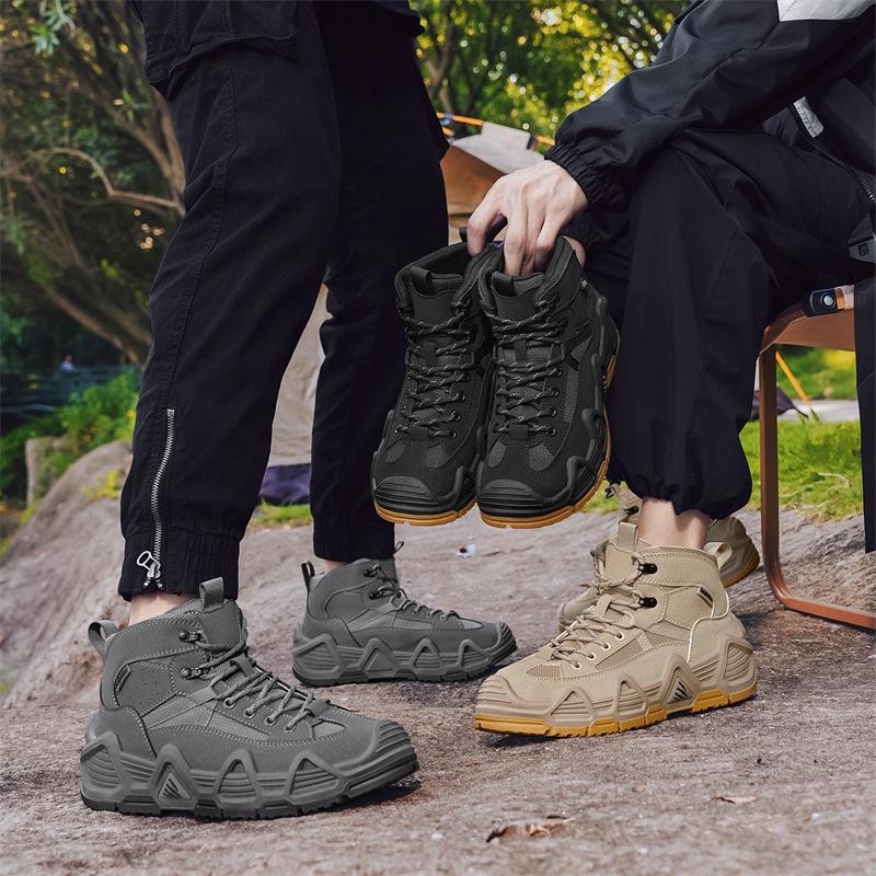 Męskie Pustynne Wysokie Outdoorowe Buty Turystyczne Odporne na Przebicie - Antypoślizgowe, Odporne na Ścieranie Taktyczne Sneakersy