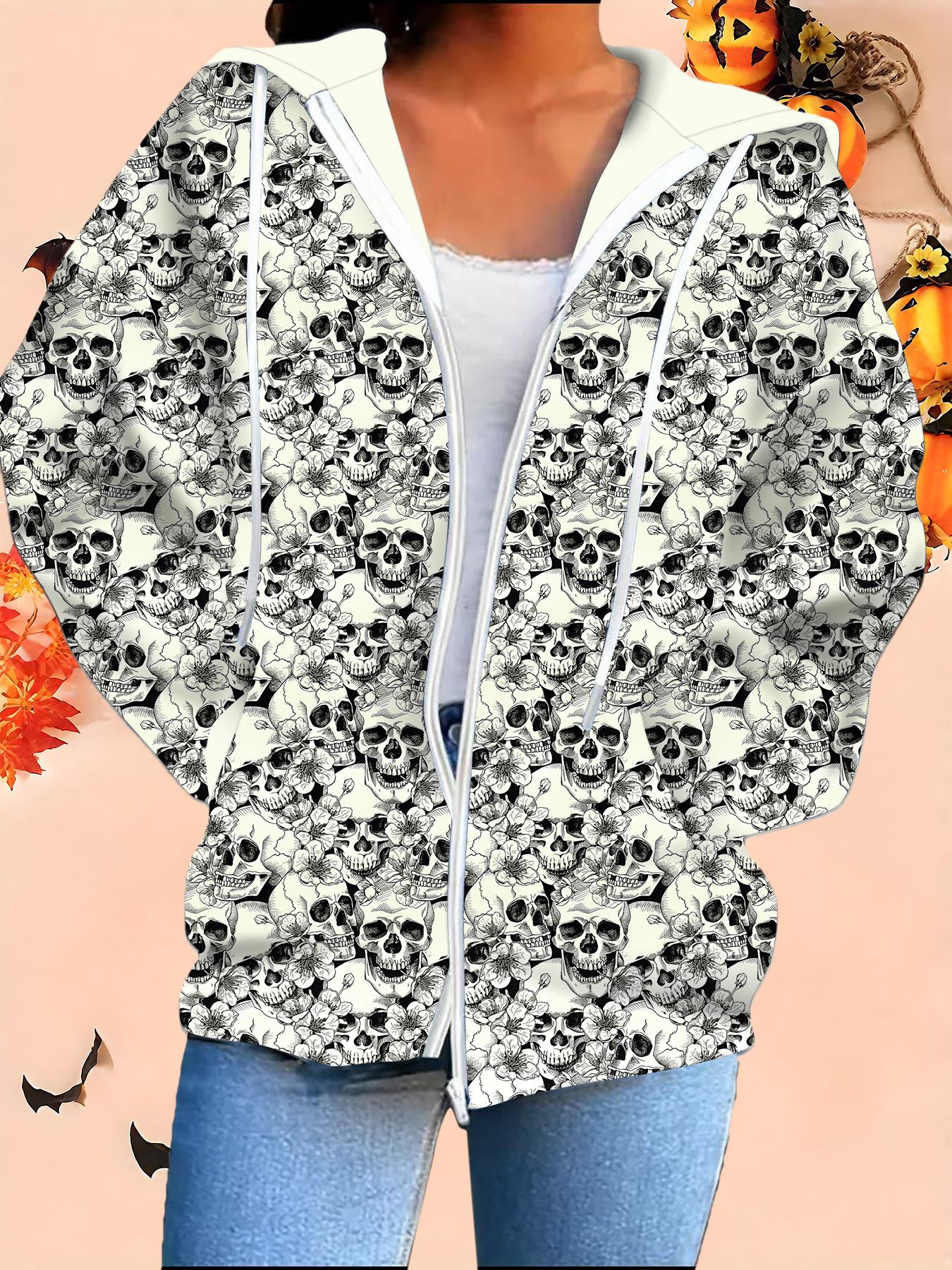 

Хэллоуин Кардиган с капюшоном 3D-принт Большой размер Осень Зима Ретро 1XL белый