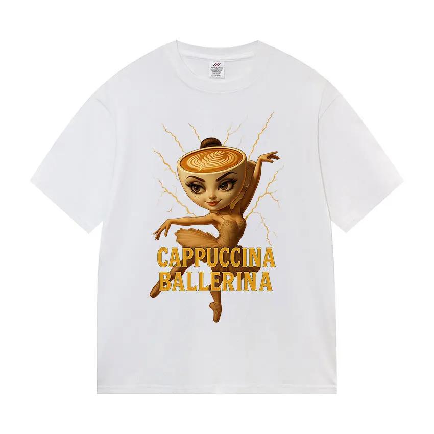 Funny Cappuccino Ballerina Meme Graphics Tee Shirt Women Fashion Cozy Hot Sale T-shirt Summer Women T-shirts