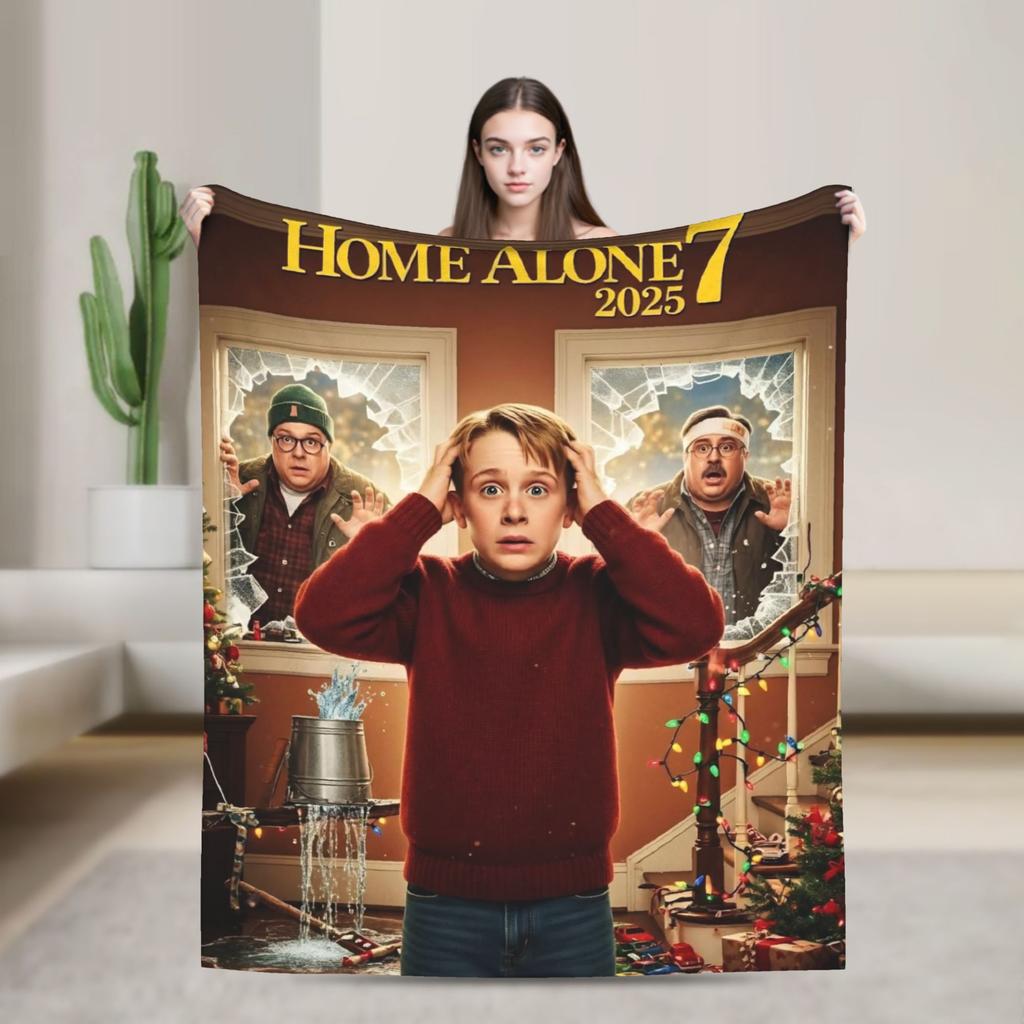 Home Alone Christmas Comedy Film Printed Blanket For Men Women Warm Cozy Fluffy Throw Blankets for Living Room Multi-size
