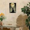 Vintage Cat Moon Metal Poster Wall Art Decor