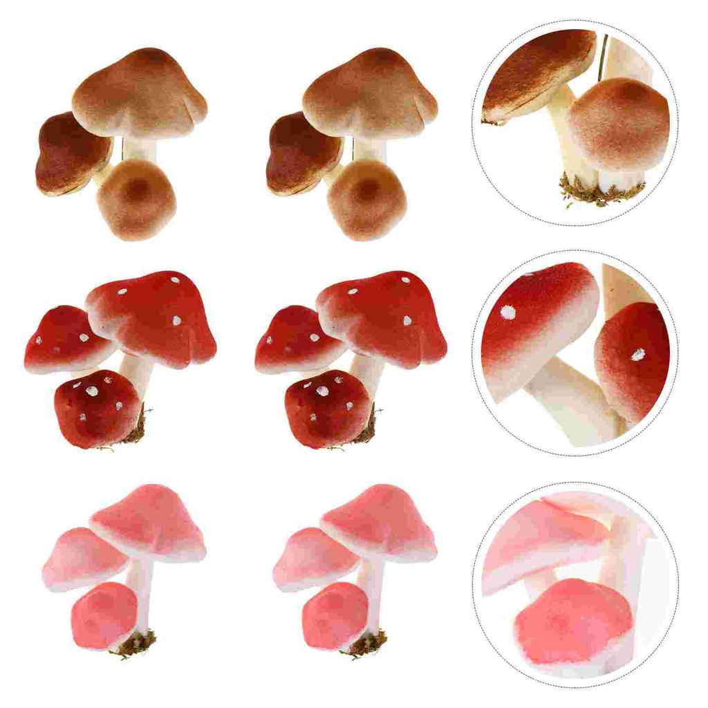 6 Pcs Simulated Mushroom Mini Froth Adornment Micro Landscape Decoration Flower Pots Balloon Craft Foam Fish Tank Decorations