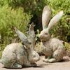 American Retro Distressed Rabbit Figurine: Resin Craft Animal Sculpture for Garden, Balcony, or Housewarming Gift