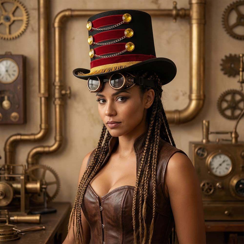 Gold Fringe Vintage Fascinator Hats Tasseled Design Ringmaster Top Hat  Stage Performances