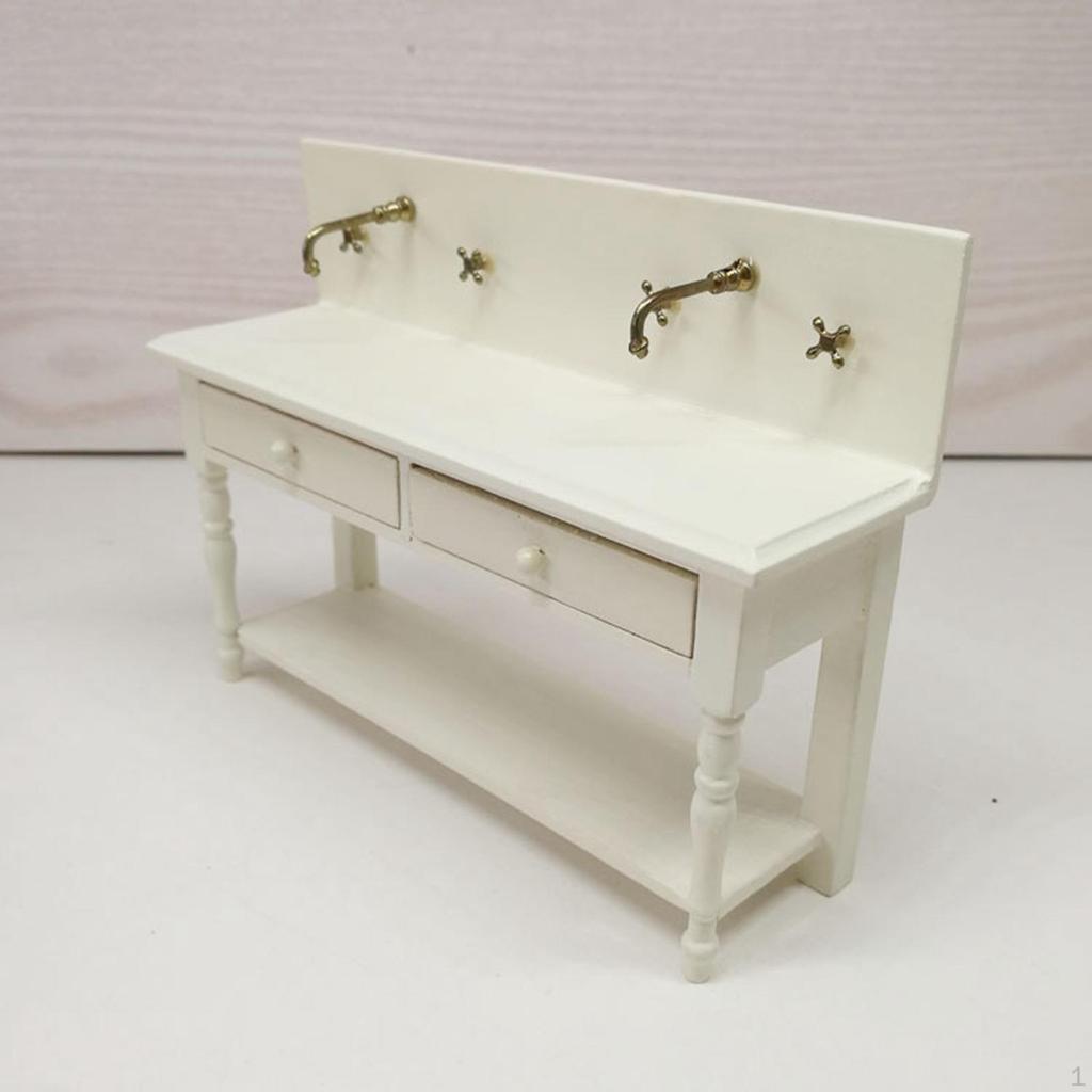 Dollhouse Cabinet Model with Faucets Decorations Accessory Miniature for Kitchen