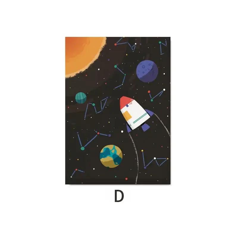 

Rocket Poster Baby Nursery Decor Adventure Space Astronaut Minimalist Wall Art Print Canvas Painting for Living Room Home Decor 21X30CMNo Framed