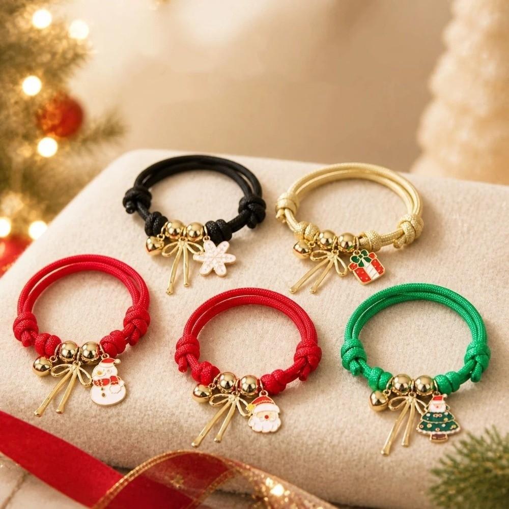 Cartoon Pendant Bracelet Santa Claus Handmade Hand Strap Christmas Braided Hand Chain New Year
