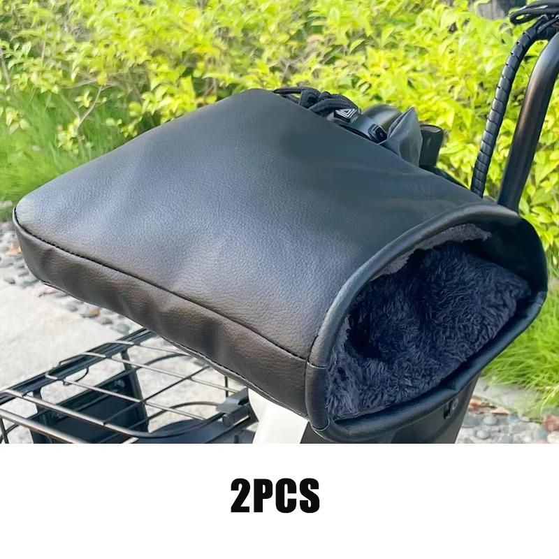 

1Pair PU Waterproof Motorcycle Handlebar Covers Winter Thickened Warm Handle Cover Muff Arm Warmer Cycling Padded Gloves