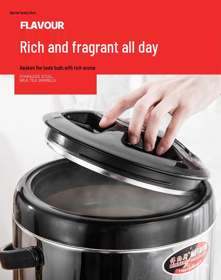 Commercial Stainless Steel Insulated Double-Layer Bucket for Milk Tea & Soy Milk, Large Capacity 