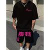The Summer New Men's Set Features Street Hip-hop Casual Fashionable Comfortable and Soft 3D Letter Pattern Printing