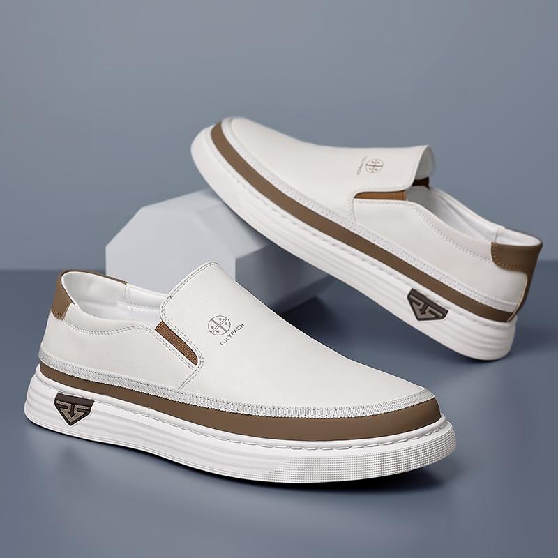 Fashion Casual Leather Shoes for Men Slip-on Office Formal Flats Leisure Walk Man Driving Shoes Non-Slip Outdoor Walking Shoes Moccasins