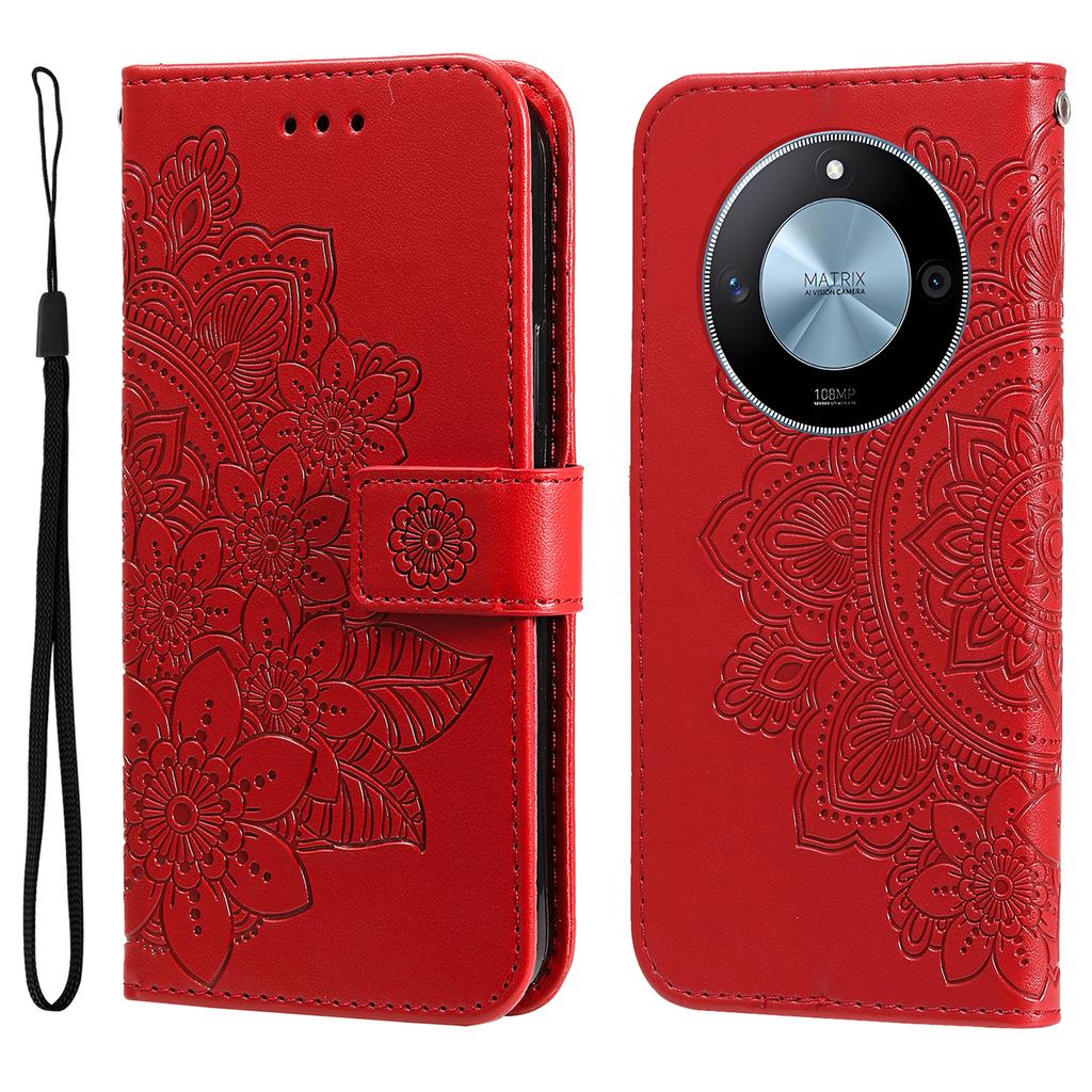 For Honor X60 5G Case Floral Pattern PU Leather Wallet Stand Phone Cover