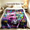 Graffiti Theme Custom Blanket Personalized Name & Text Customized Soft Warm Throw Blanket Home Decor