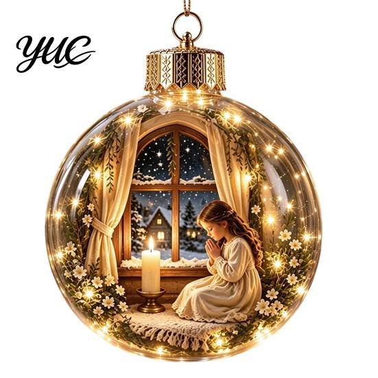 Illuminated Faith Based Decor Christian Scripture Keepsake, Light Up Religious Hanging Ornament with Bible Spiritual Encouragement Home Verse,