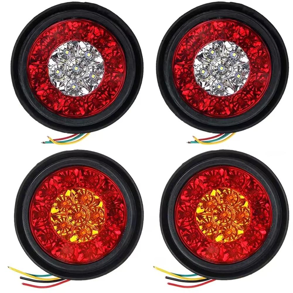 

4PCS 4 Round Brake Lights 12V 24V Truck Lights LED Warning Rear Taillight Trailer Side Marker Lamp Car Tail Light Parts