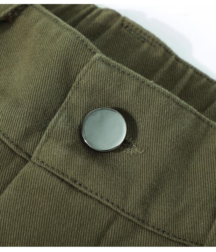 Women's Black Fleece-Lined High Waist Cargo Pants - Autumn/Winter, Slim-Fit, Straight-Wide Leg