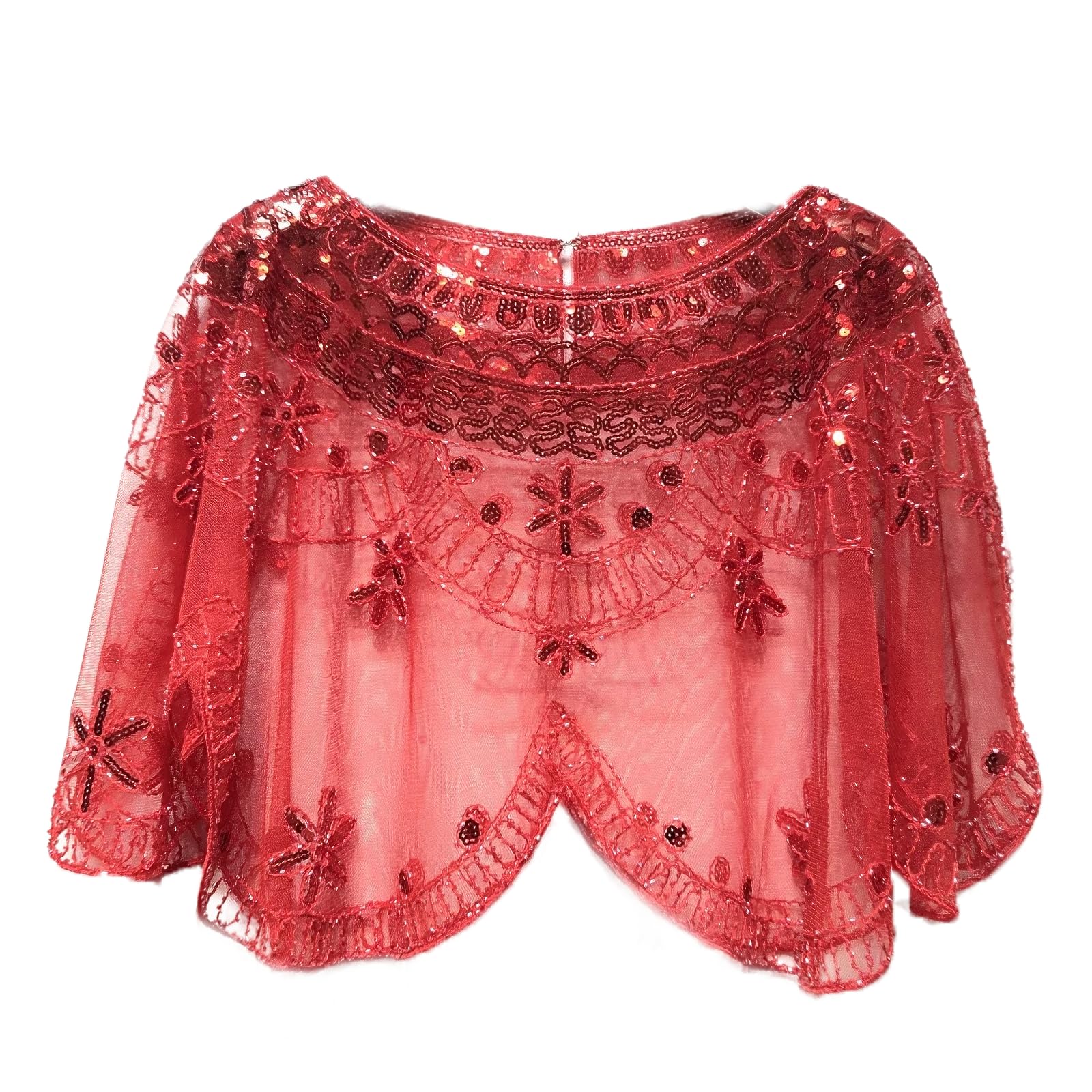 

Tokarili Ballroom Dance Beaded Party Wedding Gold Dance Costume Women s Top, Embroidery, Formal, See-Through Top, Outfit, Dress, Stole, (Red)