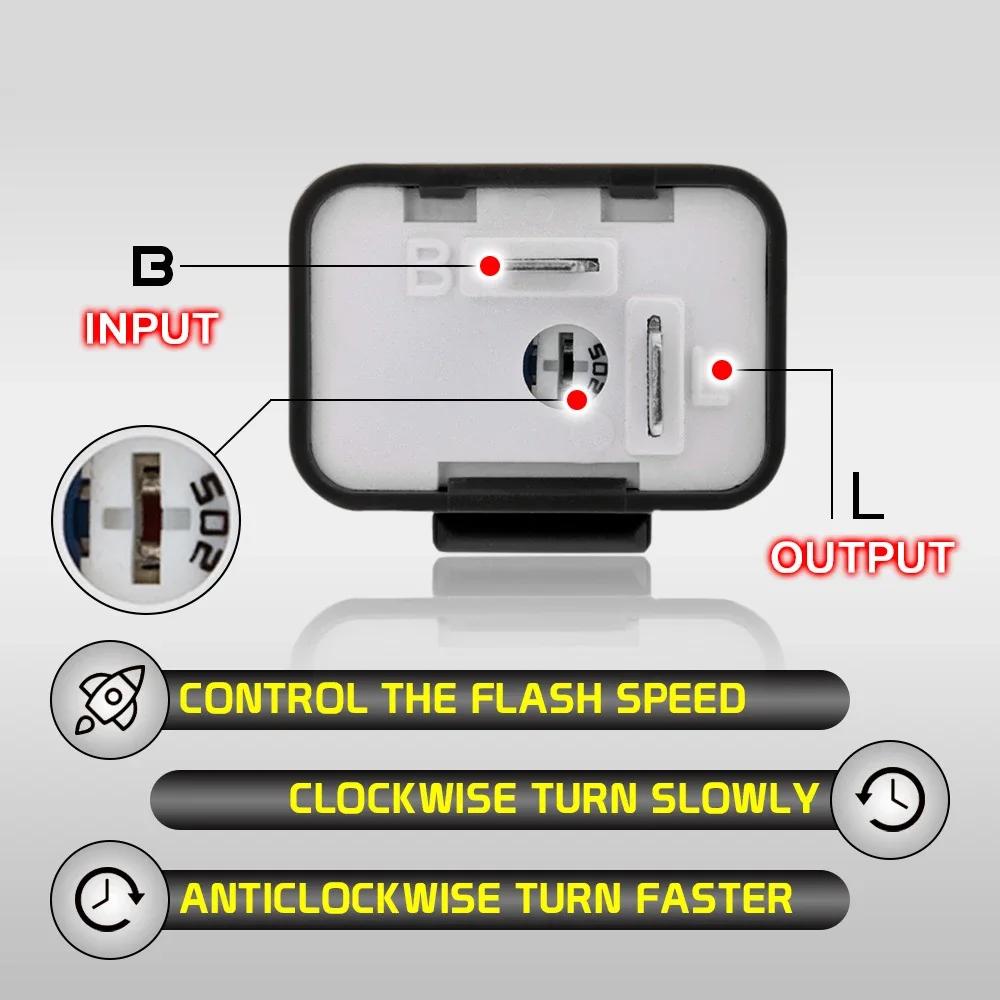 2 buc Releu LED Universal cu 2 pini, Comutator Motocicletă, Semnalizare, Viteză Ajustabilă, Releu Electronic Moto, Semnalizare