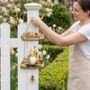 Welcoming Gift for Gardeners Wooden Gnome Door Hanger with Bell, Country Garden Welcome Sign Outdoor Hanging Swing Wall Plaque, Farmhouse Ornament