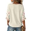 Women's V-Neck Three-Quarter Sleeve Halloween Print Top