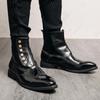 Trendy High Top Men's Leather Shoes Fashionable Party Style Daily Leisure and Business and Street Walking Black Plus Size Boots