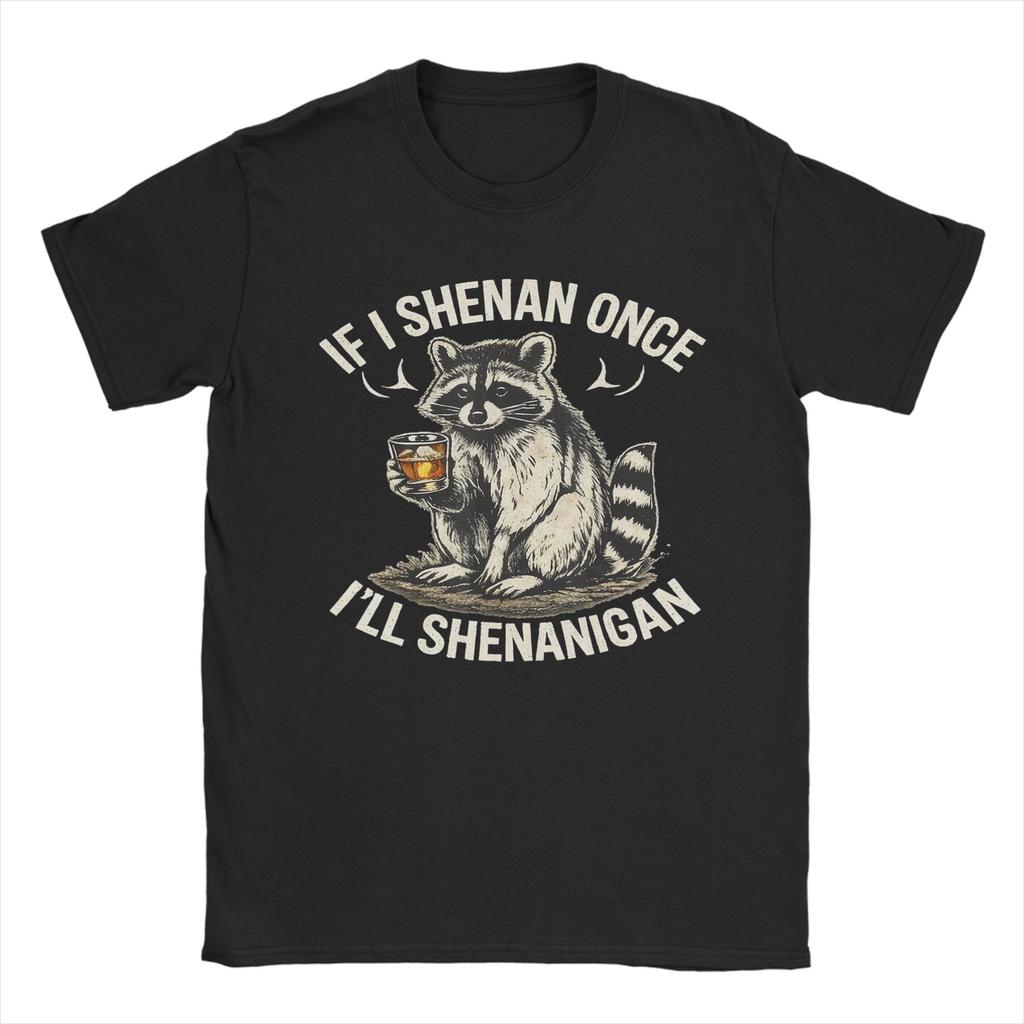 Si je Shenan Une fois Ill Shenanigan T-shirt Plage Hip Hop T-shirts Homme 100% Coton Col Rond Oversize Hauts Manches Courtes