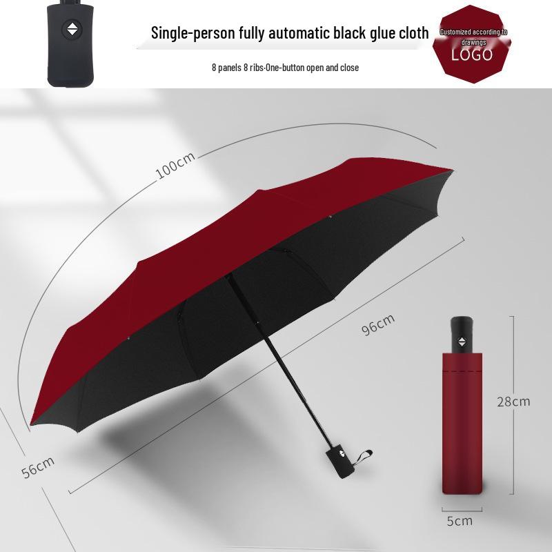 Custom Logo Automatic Three-Fold Umbrella: Sun & Rain Protection, Advertising and Gift Use