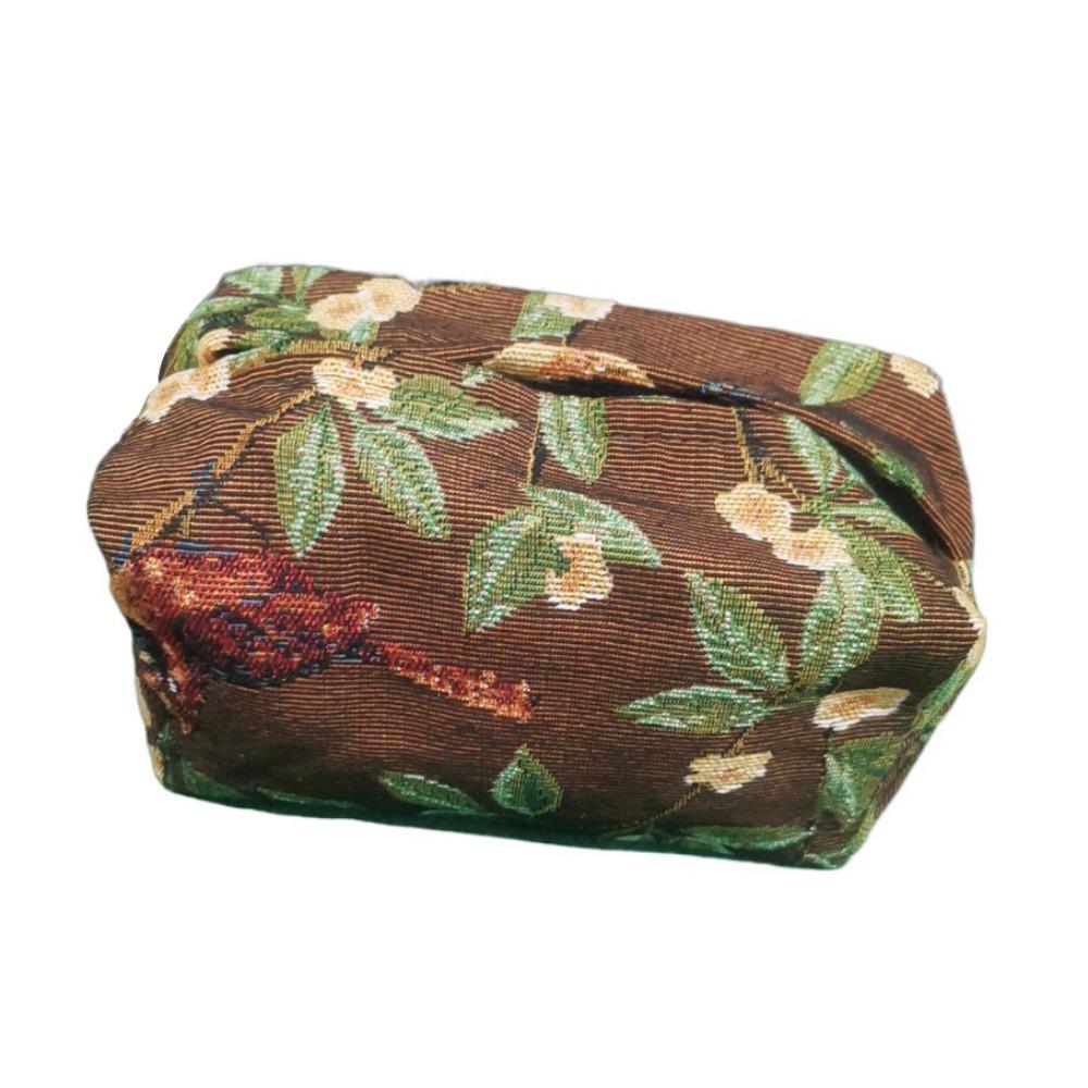 Flower Pattern Desktop Tissue Bag Polyester Retro Tissue Box Creative Pattern Tissue Bag  Household кофейный