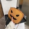 Halloween Pumpkin Bag Spooky Pumpkin Purse Crossbody Pumpkin Bag with Chain Shoulder Strap for Parties or Trick-or-Treating