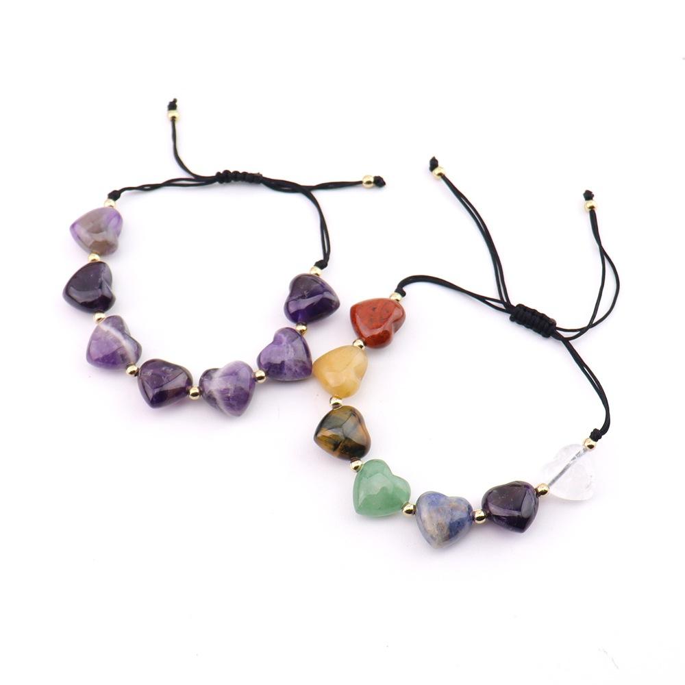 Natural Stone Crystal Colorful Braided Bracelet Chakra Natural Crystal Yoga Love Braided Bracelet B108