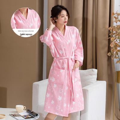 Accappatoio da donna in puro cotone a doppio strato di garza - Leggero, ad asciugatura rapida, assorbente, personalizzabile per spa e cura della pelle primavera/estate.
