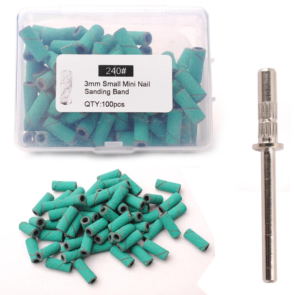 100pcs 3.1mm Mini Sanding Bands Kits Nail Drill Bits Mandrel Sets Electric Manicure Accessories Tool Dead Skin Remover nail file