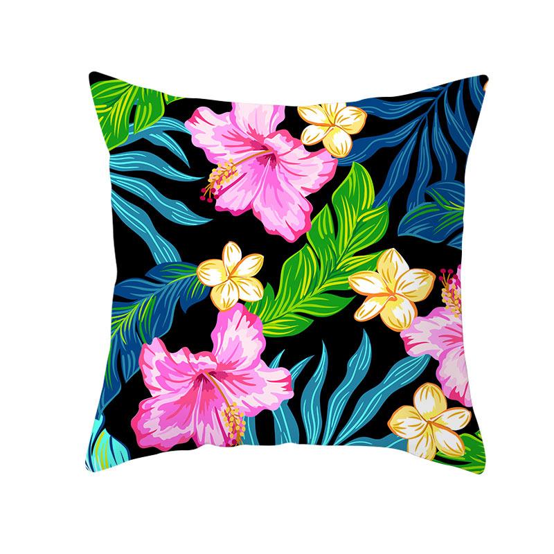 Summer Tropical Plants Decorative Pillowcase Green Leaves Throw Pillow Case Polyester Printing Pillow Cover 45X45Cm