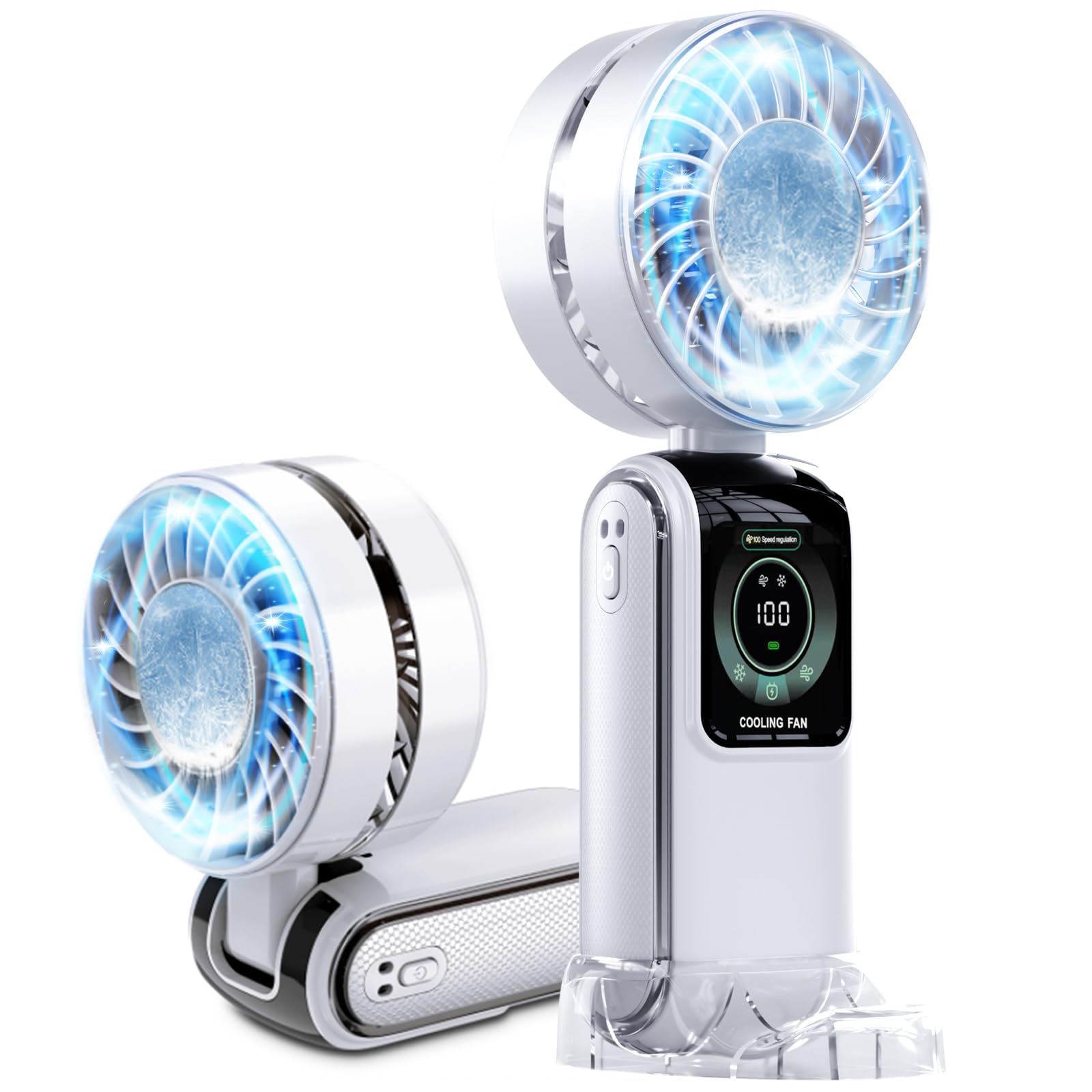 

Портативный ручной вентилятор Мгновенный 5400 мАч Большой воздушный поток 18 дБ Светодиодный Мощное охлаждение 5 Мини-подставка Перезаряжаемый USB Быстрый Тепловой удар Жара Офис Инструкция белый