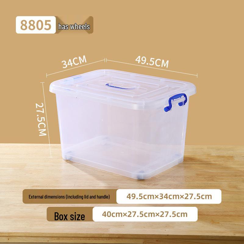 Extra Large Transparent Plastic Storage Box with Wheels for Clothes and Quilts