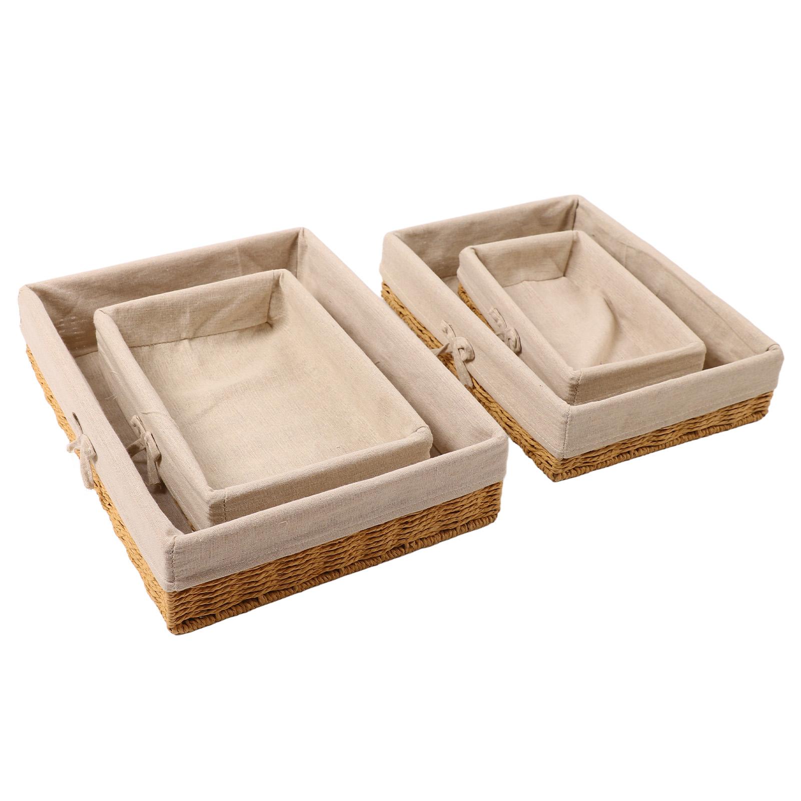 

4 шт. плетеная вручную корзина для хранения 4 разных размера большая вместимость прочная стильная декоративная ручная работа