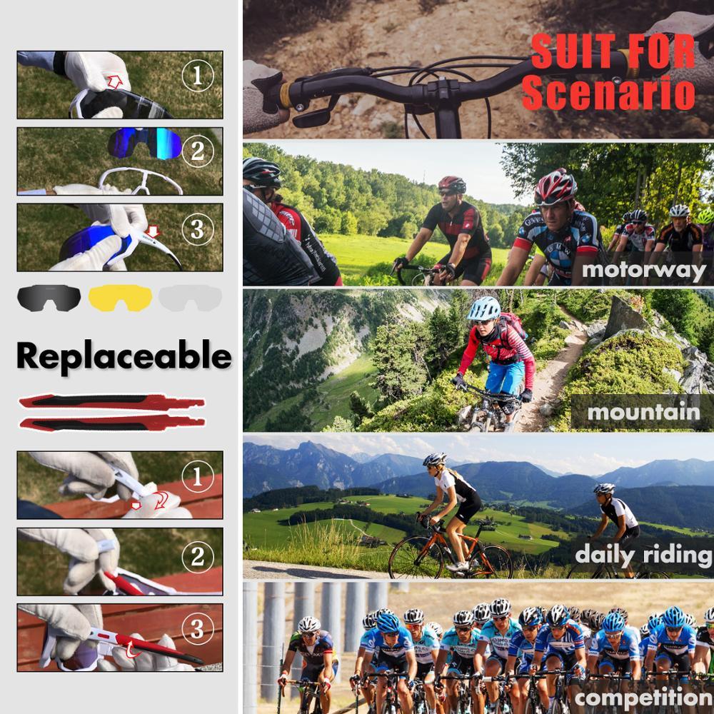 thumbnail: Queshark HD Gepolariseerde Fietsbril Met 4 Lenzen - UV400 Bescherming Voor Road En MTB