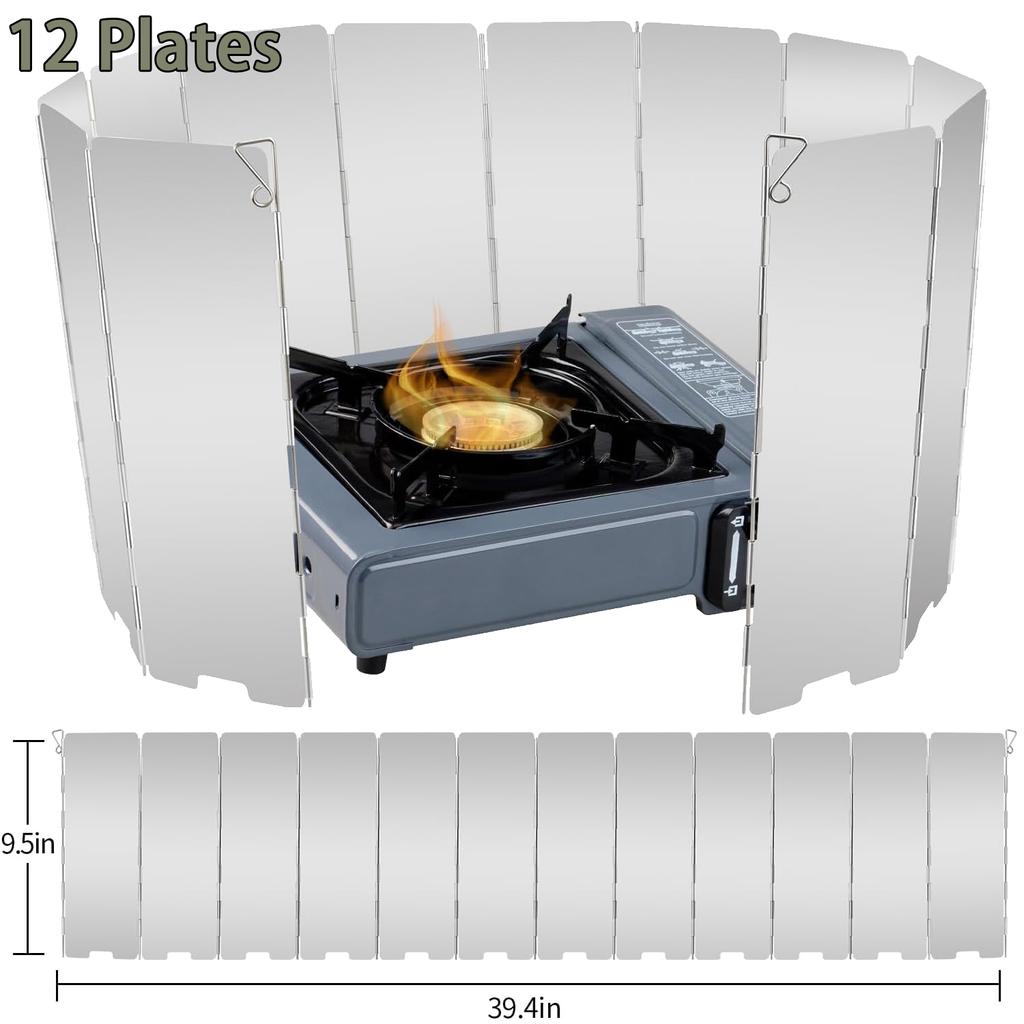 8/10/12/16 Plates Gas Stove Wind Shield Outdoor Camping Picnic Cooking Burner Windproof Screen Aluminum Alloy Wind Screen