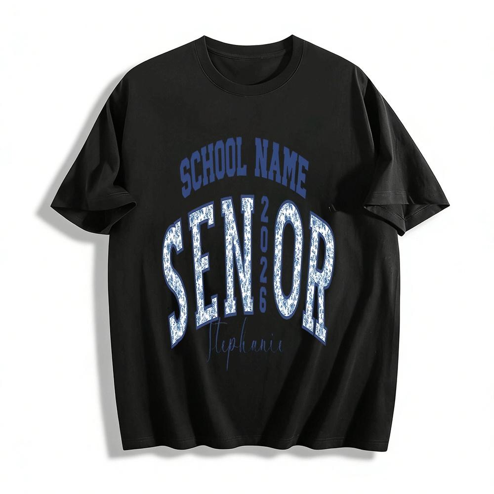 

Custom Name 2026 Senior Graduation Printed Casual Top Pure cotton T-shirt XXS