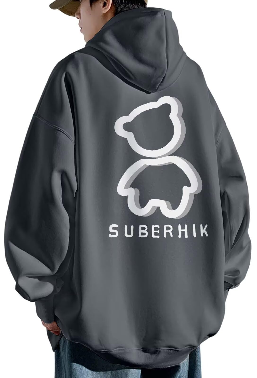 Bligo Long Sleeve Hoodie with Back Popular and Cute Bear Oversized Korean with Long Sleeve Casual Men s Print, Comfortable, Print, Pullover, Style,