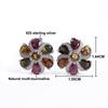 925 Sterling Silver Pendant Necklace Earrings Ring Nautral Colorful Tourmaline Fine Jewelry for Women Nice Gift