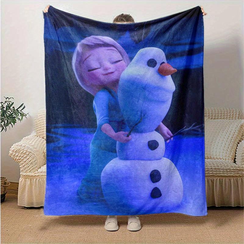 1pc, Elsa & Olaf Snowman Blanket Frozen 2 Inspired Home Decor Perfect Gift for Friends Soft and Huggable Great for Bedtime, Playtime,